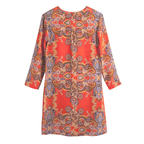 Jade Dress - Red Paisley